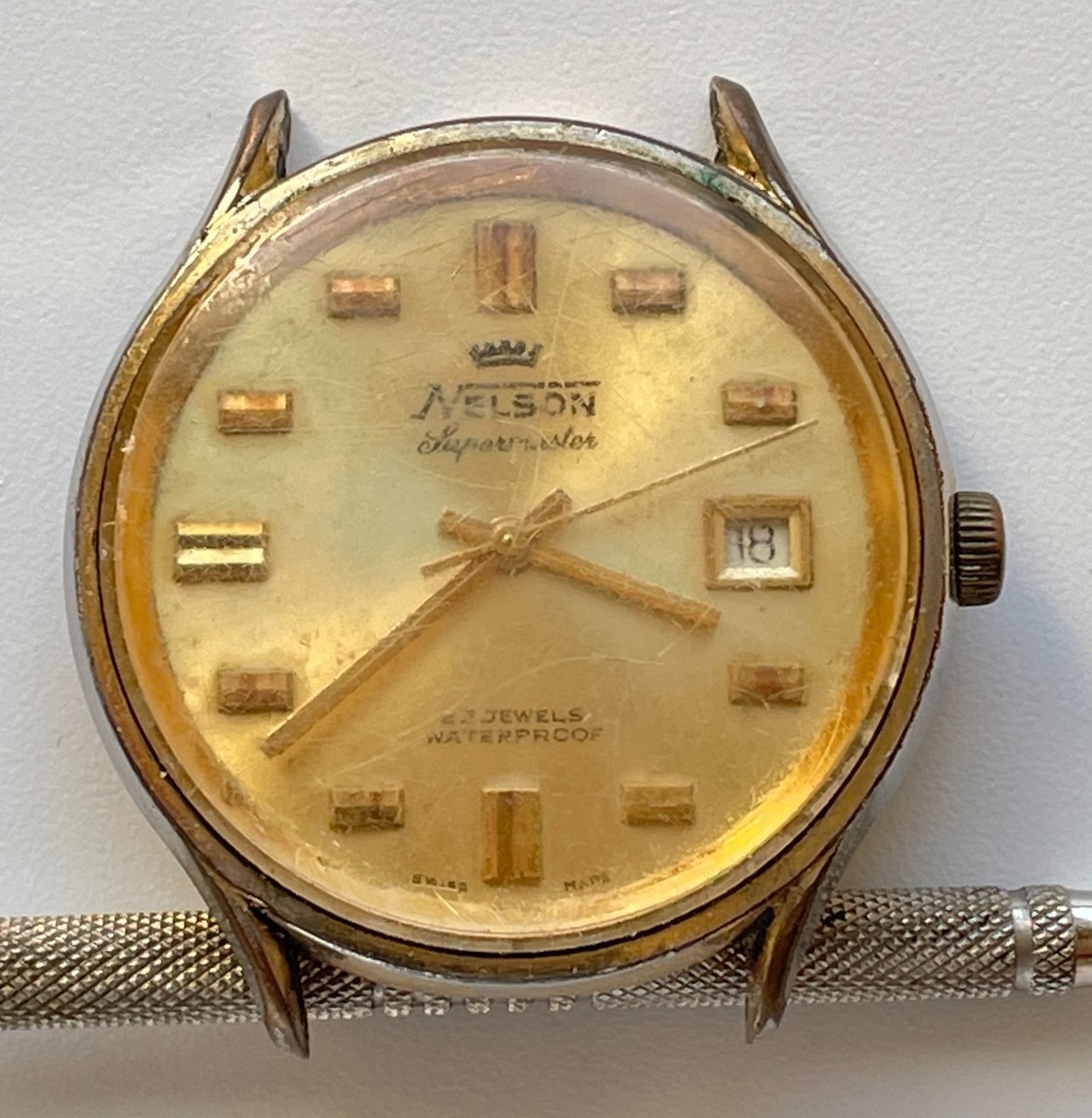 Vintage Nelson Swiss EB8800 Manual Wind Blue Dial 30mm Serviced Nelson Mechanical (Manual) Analog Wristwatches for sale | eBay main image 4