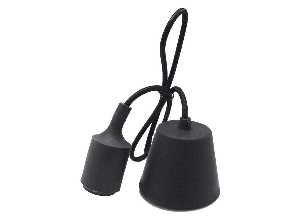 Portalampada E27 in silicone nero, con cavo da 1 m e floron. Ideale per (b8k)