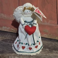VINTAGE 1992 NOS Dakin Fabric Christmas Angel Tree Topper Heart Cottagecore
