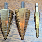 Lot of 3 HSS High Speed Steel Titanium Step Drill Bits 1/4" - 1 3/8" & 3/16"-1/2