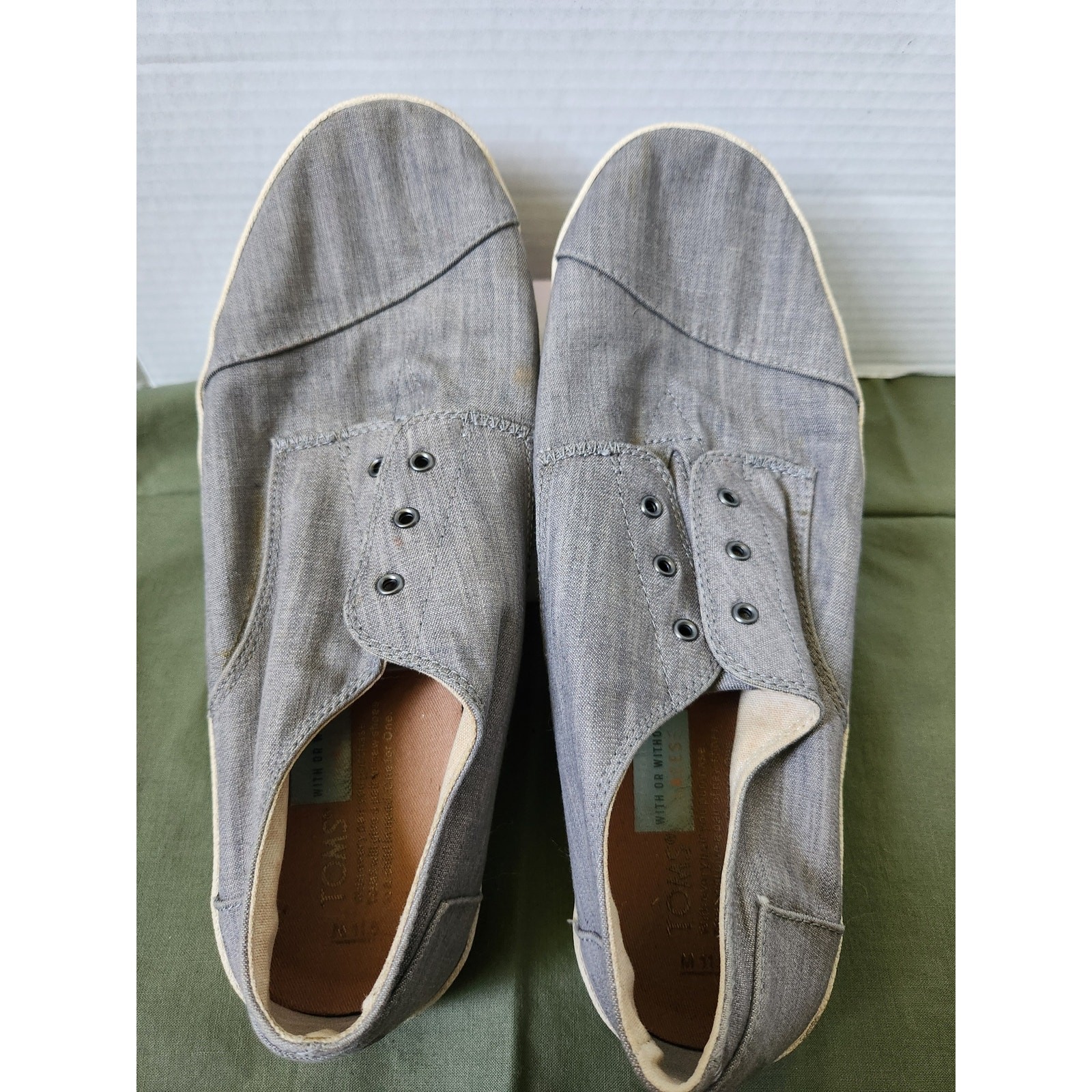 Toms With or Without Laces Gray Canvas Slip On Shoes Sneakers Size