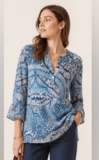 SHOW ME YOUR MUMU Perveen Pirate Tunic Blue White Sheer Lined Cruise Vacation M