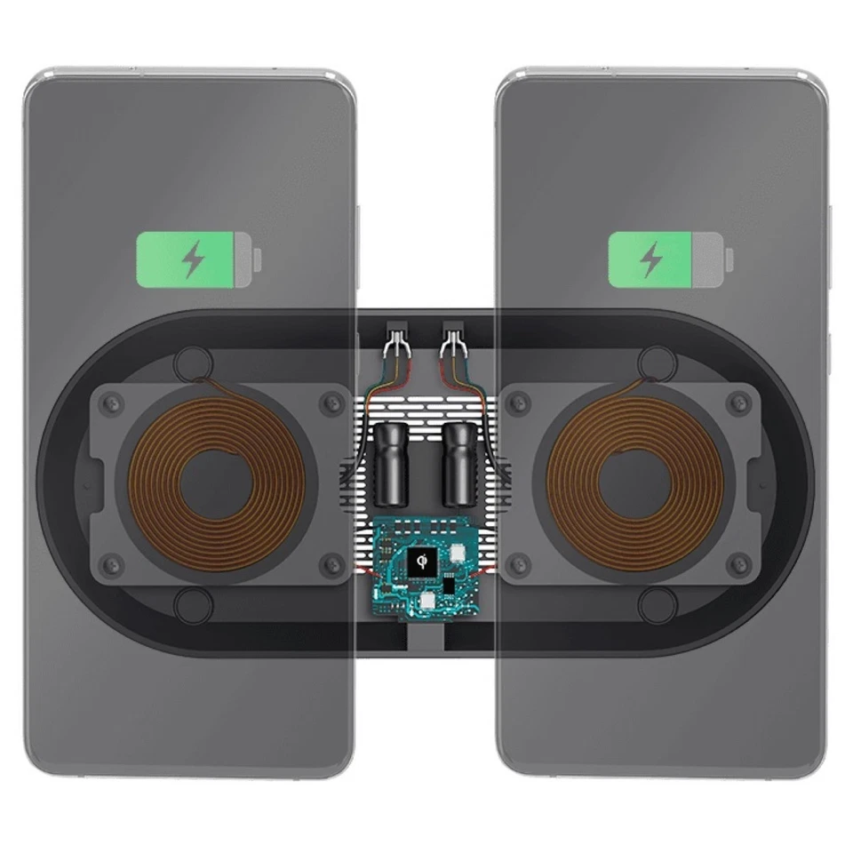 Hama DUAL QI Wireless Charger + Netzteil 2x Schnell Ladegerät Lader Ladestation - Bild 3 von 4