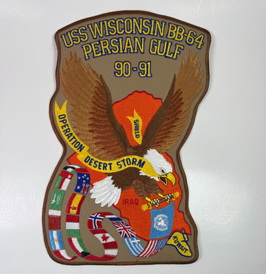 12''x7'' USS Wisconsin BB-64 Operation Desert Storm Shield Persian Gulf Back Patch