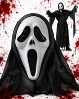 Horror Maske Halloween Gruselmaske Schwarz Weiß 35Cm Party Verkleidung