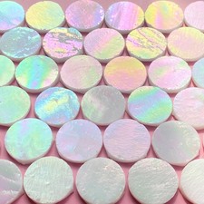 3/4" Round Iridescent Stained Glass Mosaic Tiles for Crafts, 280g 125pcs Circ...