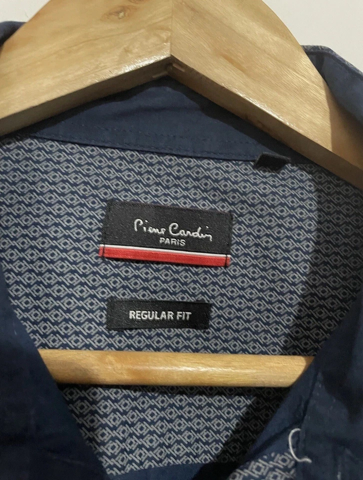 Pierre Cardin Paris Size XXL Men’s Button Up Shirt Navy Slim Fit Long Sleeve - Image 3 of 4