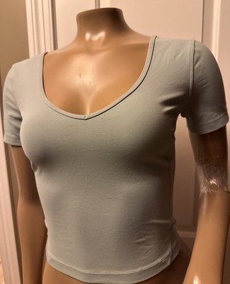 LULULEMON Align Crop Top Short Sleeve Women's Size 0 Light Blue