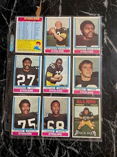 1974 Topps Football Pittsburgh Steelers Team Set Bradshaw, Greene