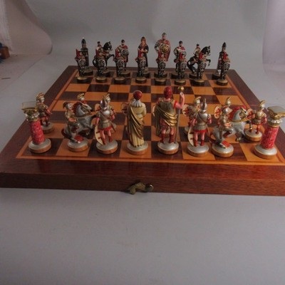 Vitg Hand Painted Figural Cast Resin Chess Set Romans Persians USSR 3.75'' Kings
