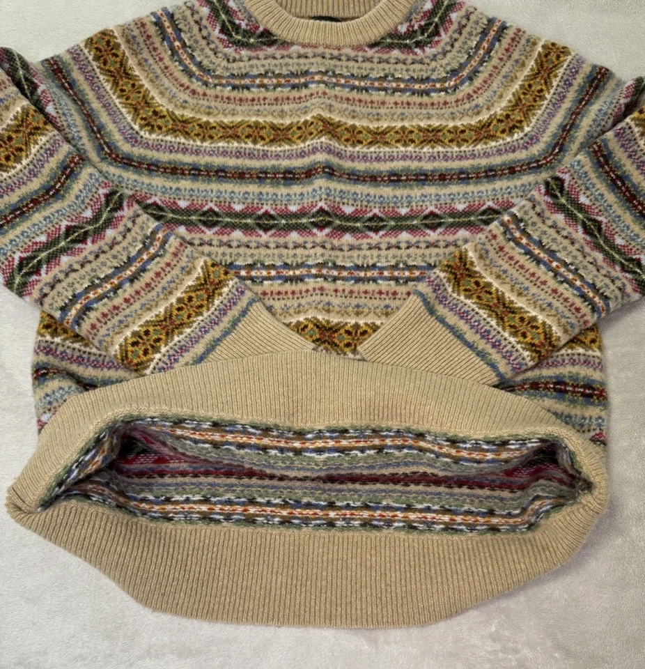 🔥J.Crew Mens Lambswool Sweater Medium Crewneck Fair Isle Nordic Ski Outdoors - Image 4 of 4