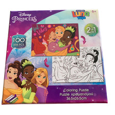 2 in 1 Disney Princess Colouring Puzzle Luna Toys Ages 6+