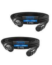 2 Pack 10FT 5 Pin DMX Cable, 3 Conductors, Stage Lighting, Controller, Wire