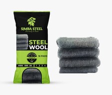 16 Pads Steel Wool Grade 0 FINE Grade for Cleaning Scouring, Mice Control