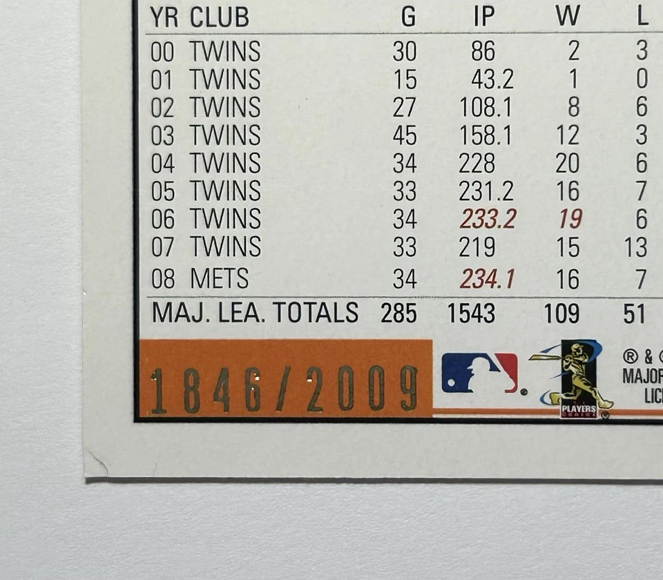 2009 Topps #310 Johan Santana Gold/2009 - Image 2 of 4