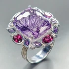 Handmade 22 ct Natural Amethyst Ring 925 Sterling Silver Size 8.5 /R464927