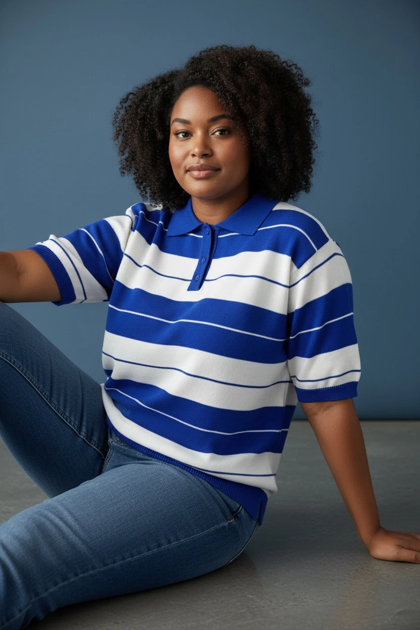 FB County Charlie Brown Shirt Polo Royal Blue White New