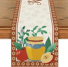Honey Rosh Hashanah Table Runner, Shana Tova Kitchen Dining Table Decoration for