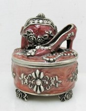 VTG Enamel and Rhinestone Pink Fashion Mini Trinket Box Collectible Purse Shoe