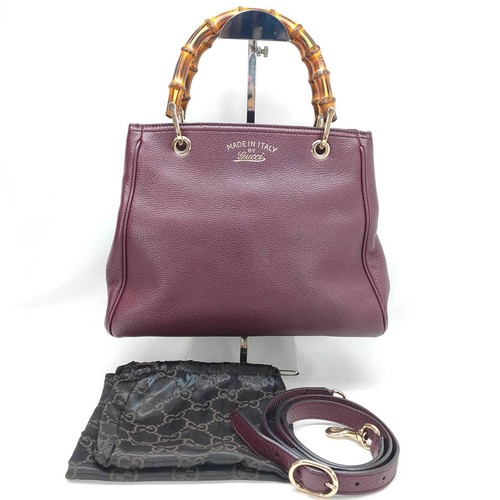 Gucci Bamboo Small Shopper Handbag 2WAY Shoulder Excellent From Japan