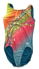 GK Stars CM Gymnastics Leotard Child Medium M Multicolor Rainbow Pastels