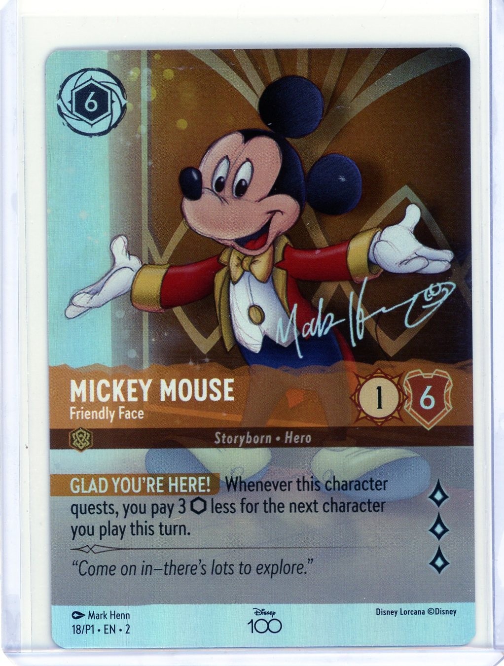Disney Lorcana Disney100 Collector’s Edition Mickey Mouse Friendly Face Foil 18