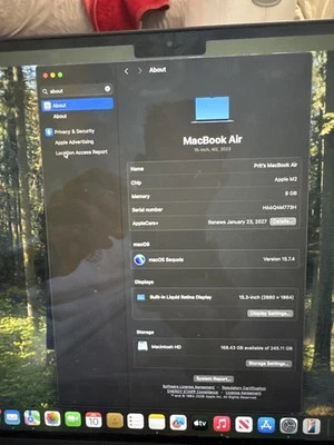 2023 Apple M2 MacBook Air 15.3" 8GB/256GB SSD (Midnight) - Image 1 of 4
