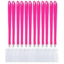 12 Pack Neon Hot Pink Lanyard for ID Badges,Lanyard with Anti-Lost ID Holders...