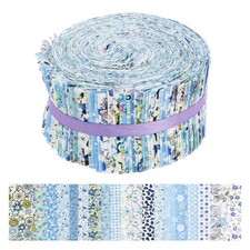 80 PCS 2.5x20 Inch Jelly Roll Fabric Strips Precut Cotton Floral Quilting Blue