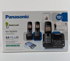 PANASONIC KX-TG7623 Link2Cell DECT 6.0 Plus 3-Handset Phone w/ Answering NEW