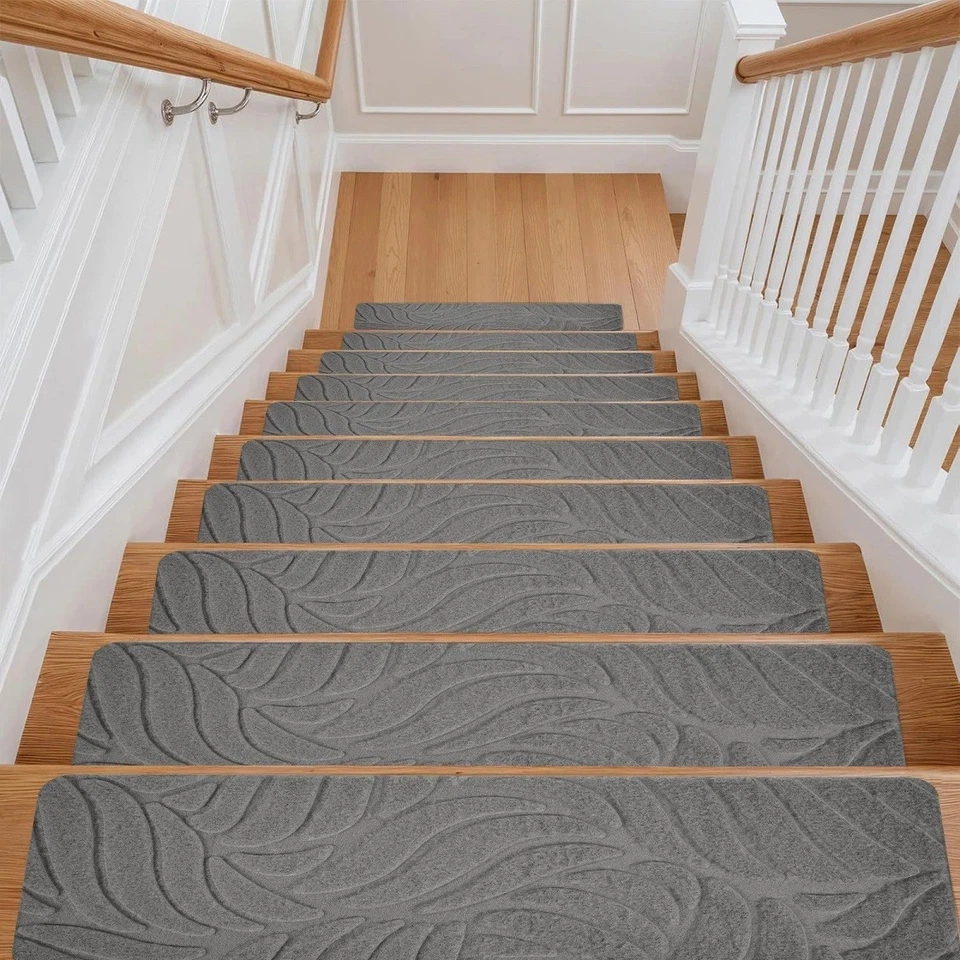 15Pcs Stair Pads Set Carpet Stair Treads Non Slip Adhesive Step Mats Home Decor - Image 3 of 4