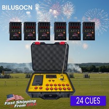 BILUSOCN 24 Cue Fireworks Firing System Kit w/ 6 Receivers Remote USA Stock