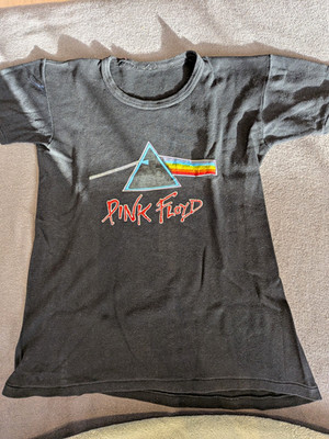 Pink Floyd Band T-Shirt schwarz Kurzarm mit Prism/Regenbogen-Print Musik