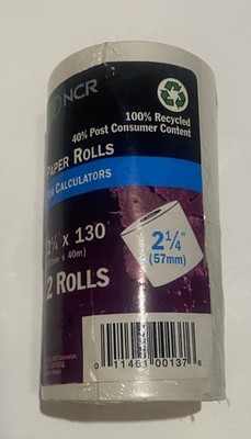 NCR Paper Rolls for Calculators (2 Pack) Size 2 1/4'' x 130' [NEW, SEALED]