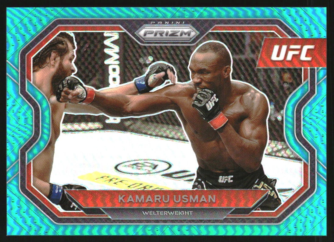 2021 Panini Prizm UFC Prizms Teal #151 Kamaru Usman /49