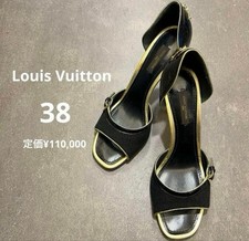 LOUIS VUITTON Pumps Heel Canvas Black EU38/US8 115152c
