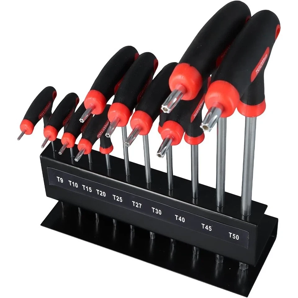 10x T Handle Wrench Set Torx Star Key 2 Drive Ends Auto Bike Repair Tool T9-T50 - Image 2 of 4