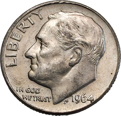 1964-D Roosevelt Silver Dime - RARE DDO-001 / RPM-001 Dual Variety