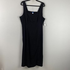 Old Navy Linen Blend Sleeveless Square-Neck Midi Dress Size XL Black