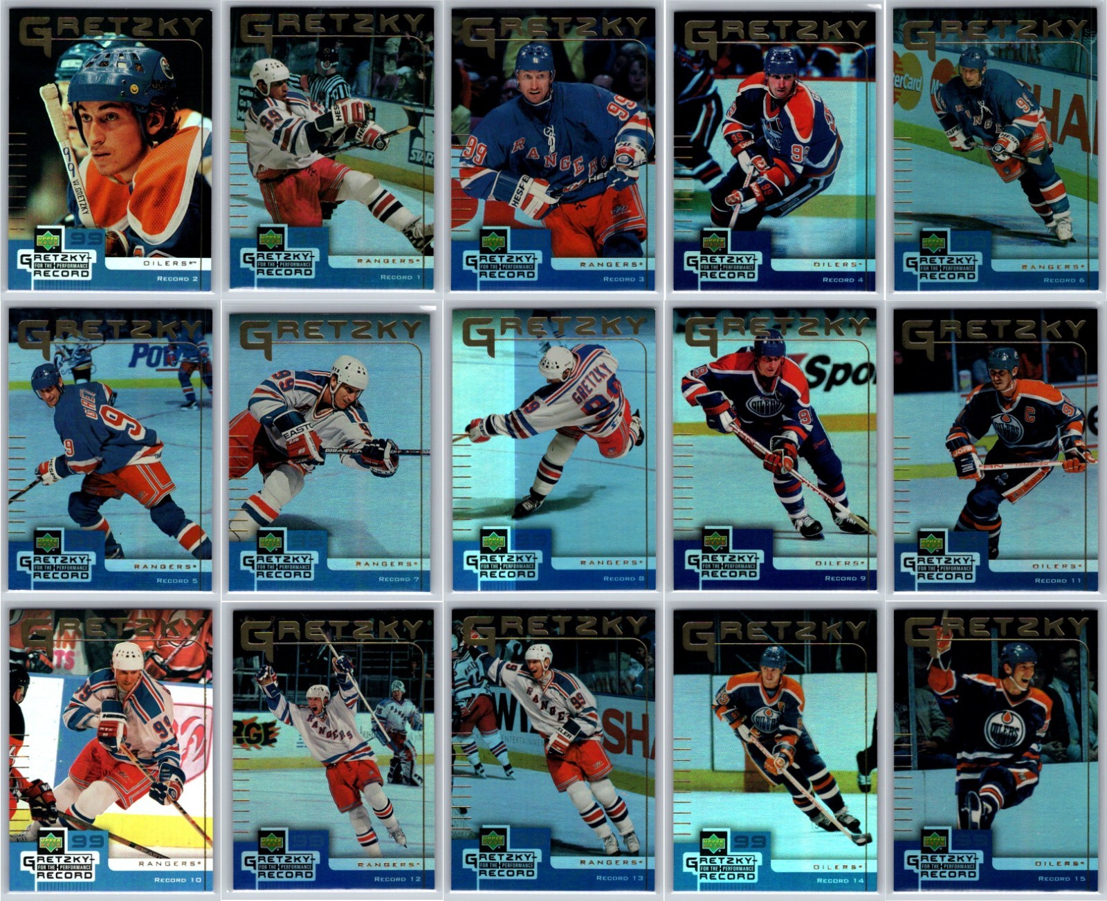 SET LOT - 1999-00 McDonald's Wayne Gretzky Performance for the Record 15 Cards