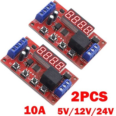 2x 5/12/24V 10A Adjustable Time Delay Relay Modules LED Digital Control Switch