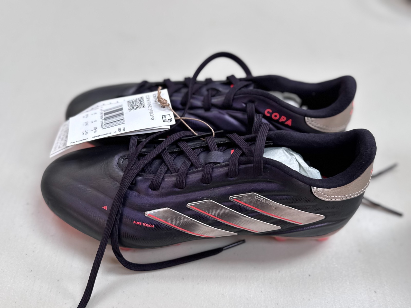 Adidas Copa Pure 2 Pro FG Football Boots Black Red Gold UK 6 EU 39.3 IG8714