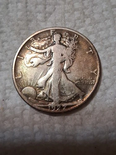 1927 S Walking Liberty Half Dollar In F To VF Condition In My Opinion. #437