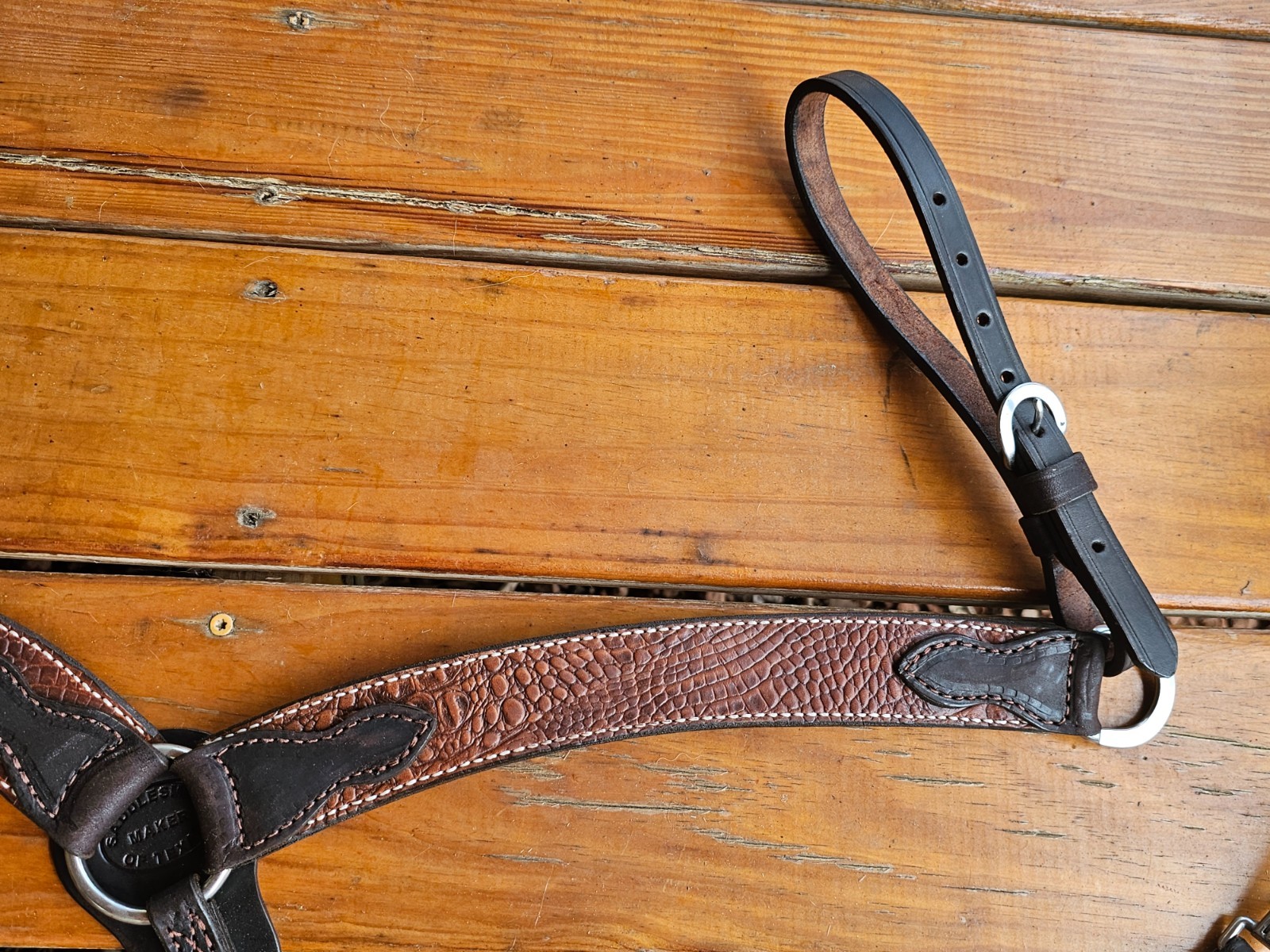 New Western Brown Color Alligator Breast Collar by Saddlesmith