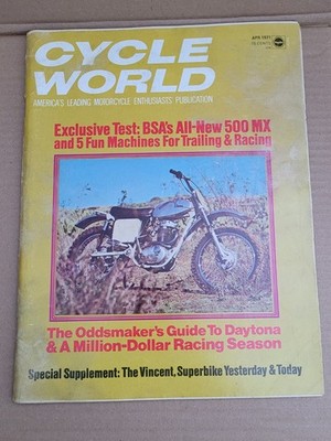 VTG Cycle World Magazine April 1971 - BSA 500 MX & Machine for Trailing & Racing