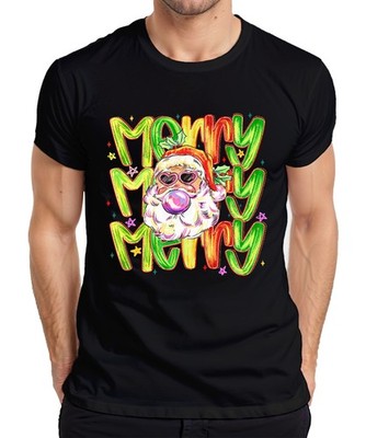 Merry Merry Weihnachtsmann Bubblegum Herzbrille bunt Retro Herren T-Shirt