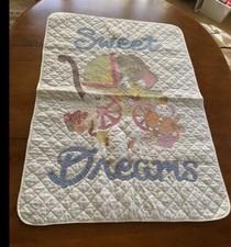 Cross Stitch Baby blanket or wall hanging  Sweet Dreams  Elephant in carriage