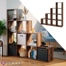 Treppenregal Raumteiler Stufenregal 6 / 10 Fächer Old Style - Bücherregal Vicco
