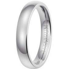  Ladies / Mens 4mm Polished Classic Unisex Titanium Wedding Ring
