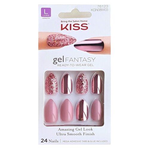 LOTTO DI 2 -Kiss Gel Fantasy Gel Unghie Lunghe Pronte all'uso -KGN08W03 #76123 - Foto 2 di 4